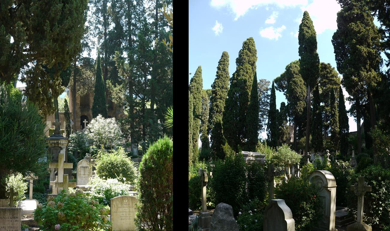 The Protestant Cemetery, burial place of Keats and Shelley. Very picturesque